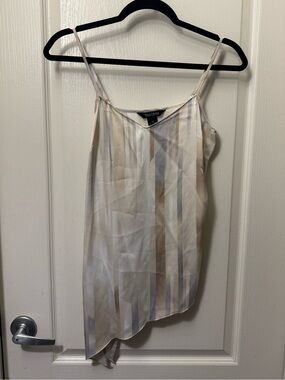 White House Black Market Cream and Beige Striped Asymmetrical Cami